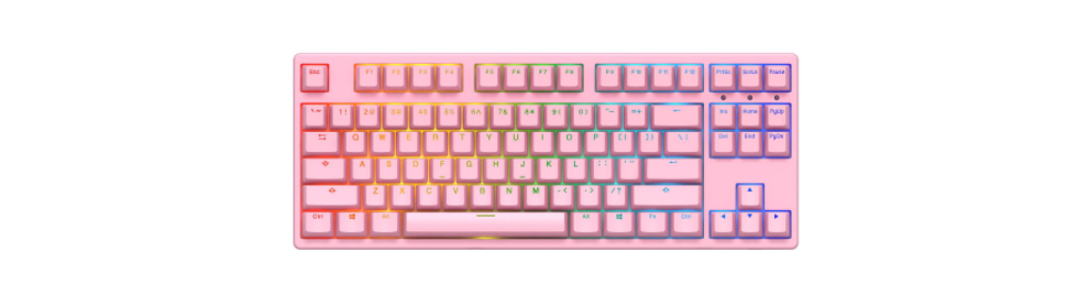 Bàn phím AKKO 3087S RGB Pink (Akko Switch pink) trang bị hệ thống led RGB với nhiều hiệu ứng